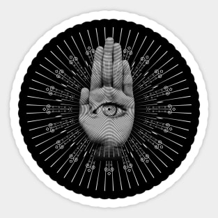 Spiritual 3rd Eye Hamsa Design B/W Sticker